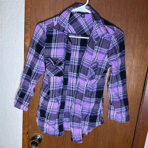 Abbey Dawn Vibrant Purple and Black Plaid Top w/ corset zippers